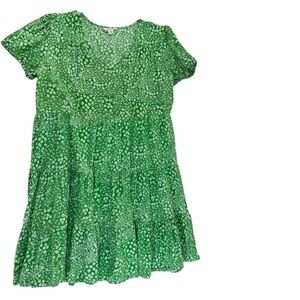 Violet Skies Green Floral Tiered Cottagecore Dress Medium